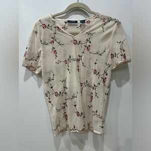 90s The Limited Delicate Sheer Detailed Floral Blouse